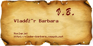Vladár Barbara névjegykártya
